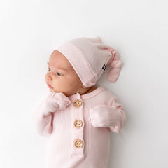 Ribbed Knotted Gown with Hat Set in Sakura