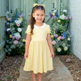Peter Pan Collar Dress in Gingham Chamomile