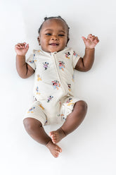 Zipper Shortall Romper in Mickey Mouse and Friends