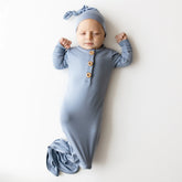 Knotted Gown with Hat Set in Slate