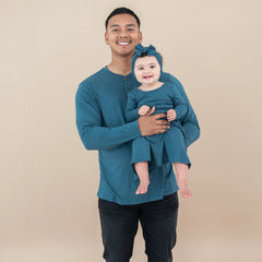 Men's Long Sleeve Henley Top in Atlantic