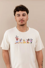 Men's Crew Neck Tee in Mickey and Friends on Ecru