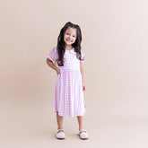 Peter Pan Collar Dress in Gingham Thistle