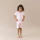 Pointelle Short Sleeve Set in Sakura