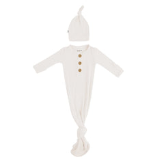 Ribbed Knotted Gown with Hat Set in Oat
