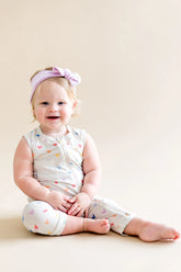 Zippered Sleeveless Romper in Pastel Mickey Mouse