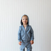 Fleece Zip Up Hoodie in Slate