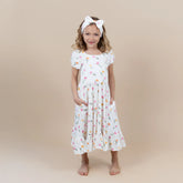 Puff Sleeve Twirl Dress in Tulip