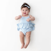 Spaghetti Strap Ruffle Romper in Breeze