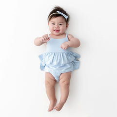 Spaghetti Strap Ruffle Romper in Breeze