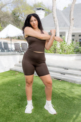 Bamboo Flex High Rise Biker Short in Espresso