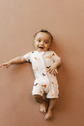 Zipper Shortall Romper in Dachshund