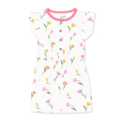 Flutter Sleeve Romper in Tulip