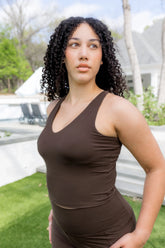 Bamboo Flex Bra Tank in Espresso
