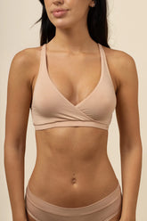 Women's Cross Front Bralette in Chai