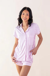 Women's Short Sleeve Pajama Set in Gingham Thistle