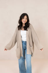 Chunky Knit Women's Oversized Cardigan in Almond