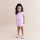 Bubble Romper in Gingham Thistle