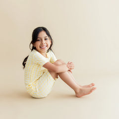 Short Sleeve Pajamas in Gingham Chamomile