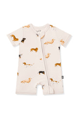 Zipper Shortall Romper in Dachshund