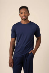 Men's Short Sleeve & Pant PJ Set in Navy