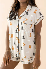Women's Short Sleeve Pajama Set in Fluffy Dog