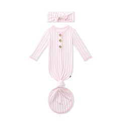 Knotted Gown with Bow Set in Small Sakura Stripe