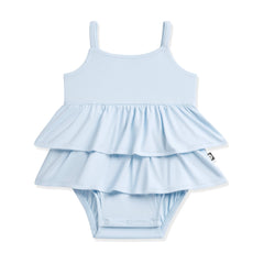 Spaghetti Strap Ruffle Romper in Breeze