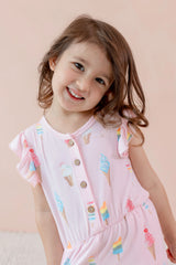 Flutter Sleeve Romper in Sakura Ice Cream