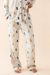 Long-Sleeved Women's Pajama Set in Fluffy Dog