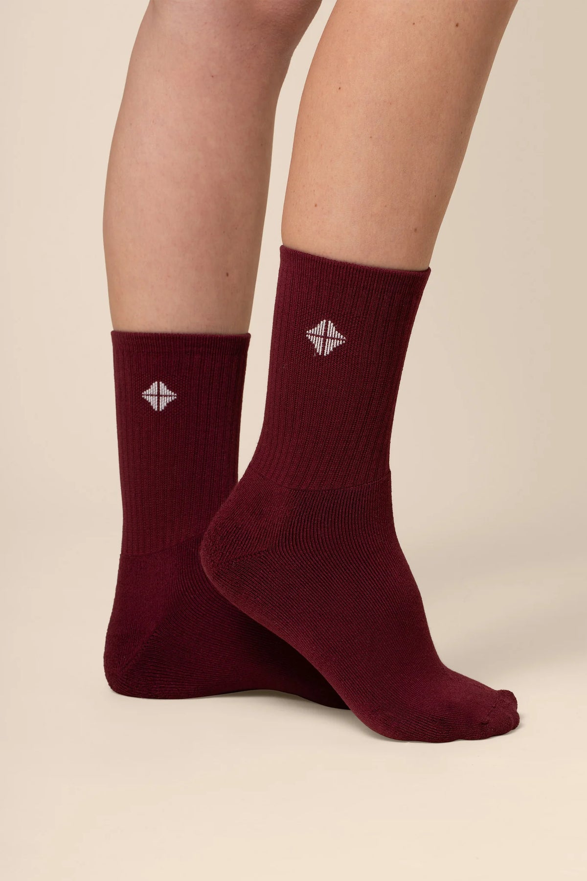 Adult Crew Socks in Burgundy
