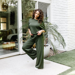 Women's Wide Leg Pant Set in Fir