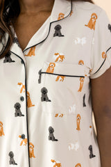 Women's Short Sleeve Pajama Set in Fluffy Dog