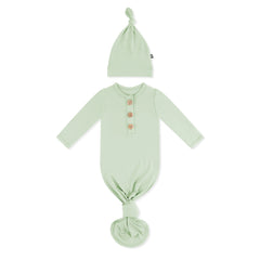 Knotted Gown with Hat Set in Basil