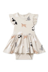 Twirl Bodysuit Dress in Fluffy Cat