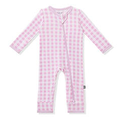 Zippered Romper in Gingham Thistle