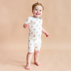 Short Sleeve Pajamas in Teddy Bear