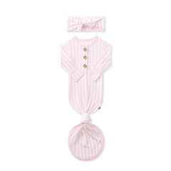 Knotted Gown with Bow Set in Small Sakura Stripe