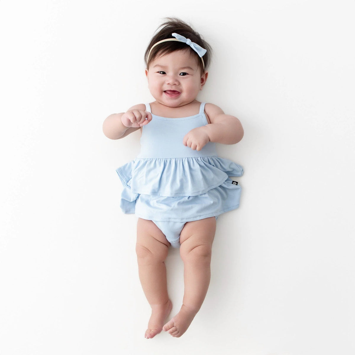 Spaghetti Strap Ruffle Romper in Breeze