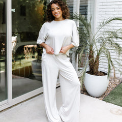 Women's Wide Leg Pant Set in Oat