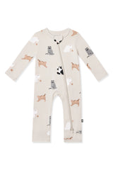 Zippered Romper in Fluffy Cat