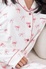 Long-Sleeved Women's Pajama Set in Bow