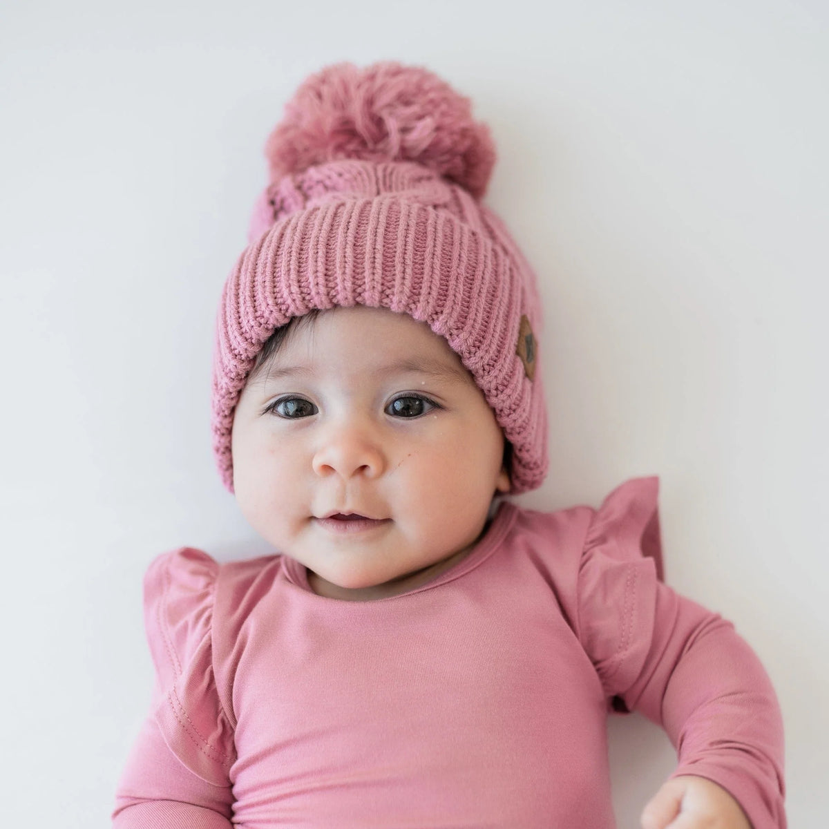 Chunky Cable Knit Beanie in Apple Blossom