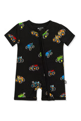 Zipper Shortall Romper in Monster Truck