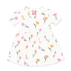 Peter Pan Collar Bodysuit Dress in Tulip