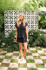 Women’s Short Sleeve Pajama Set in Midnight Leopard