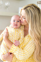 Long-Sleeved Women's Pajama Set in Gingham Chamomile
