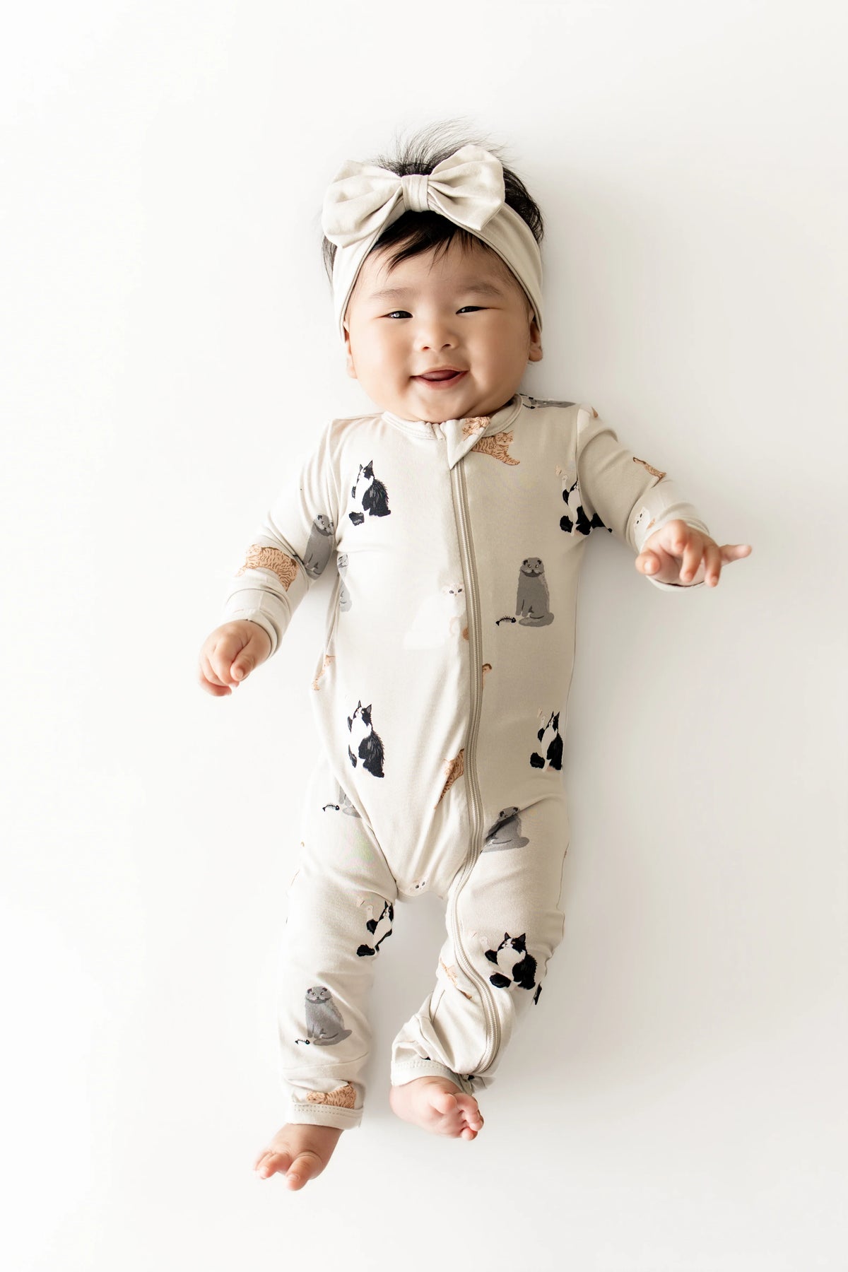 Zippered Romper in Fluffy Cat