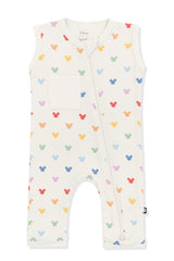 Zippered Sleeveless Romper in Pastel Mickey Mouse