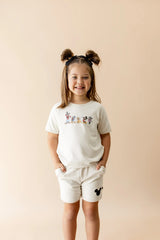 Short Sleeve Jogger Set in Mickey and Friends on Ecru